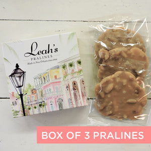 Gift box of 3 individually wrapped Chocolate Pecan Pralines