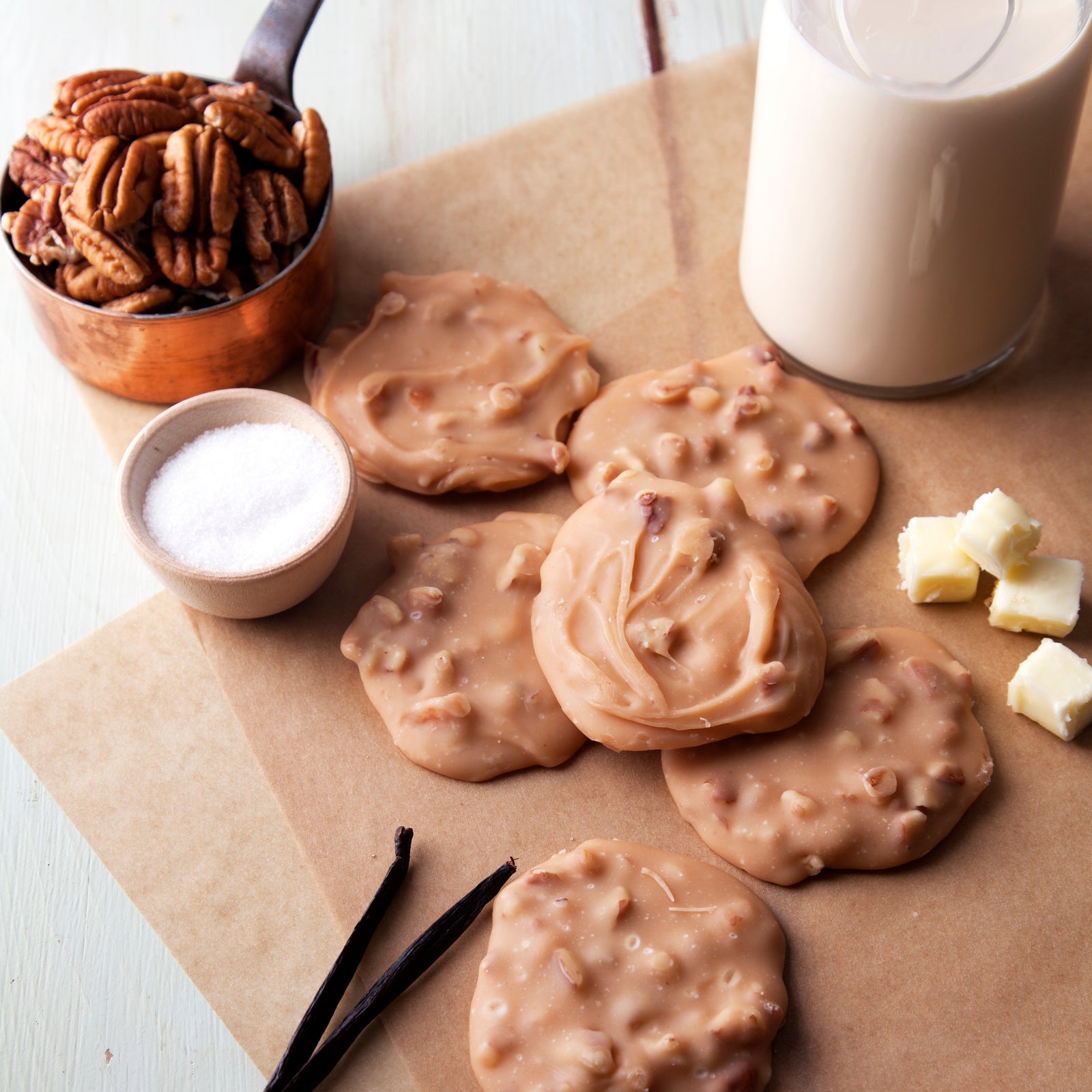 Creamy style pecan pralines
